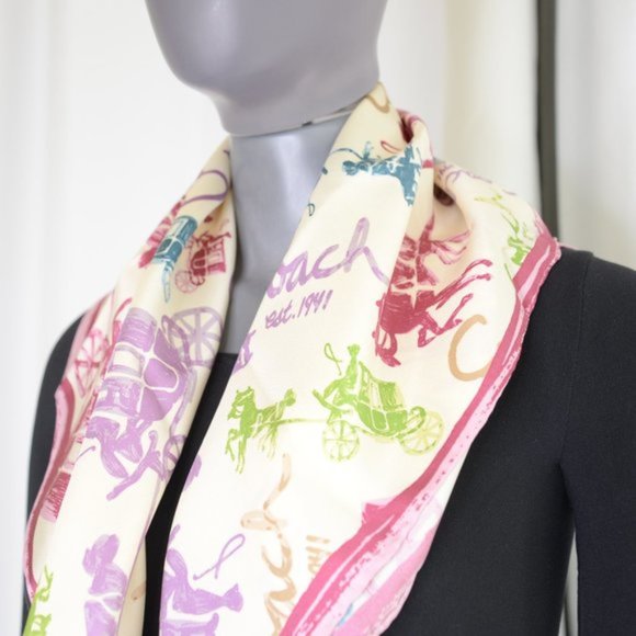 Coach 100% Silk Square Patterned Scarf - Picture 4 of 9